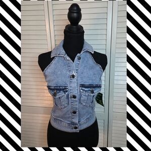 & Other Stories Light Wash Denim Halter Crop Top